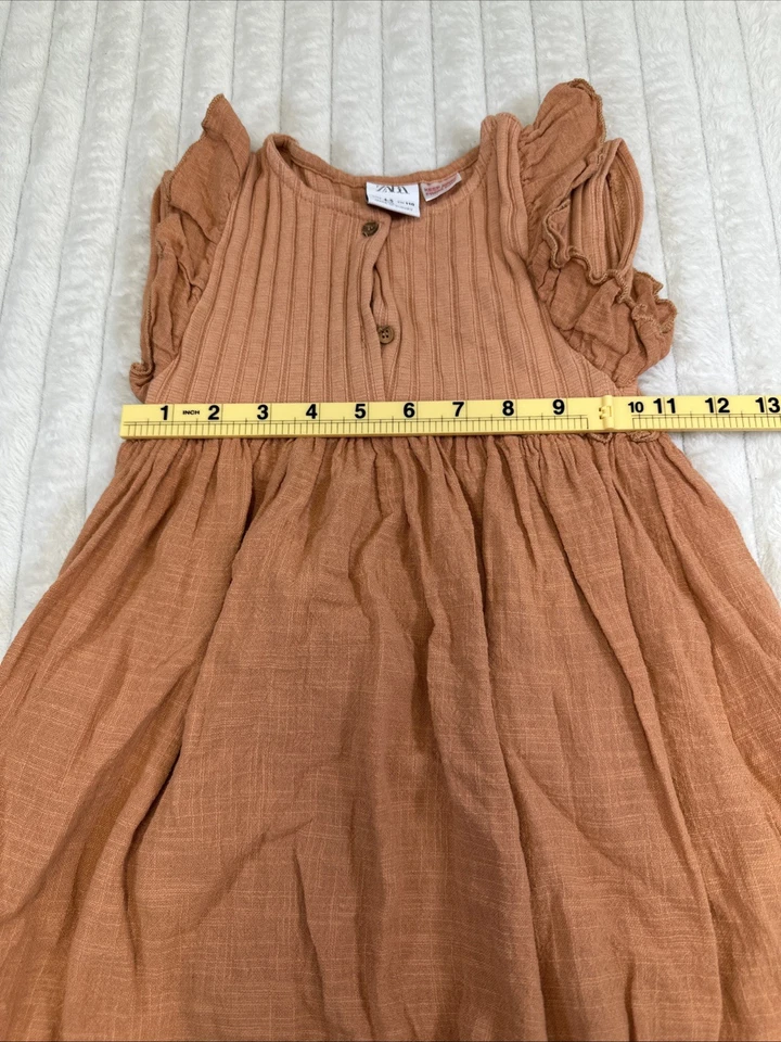 Коричневое платье без рукавов для девочек Zara размер 4-5 - Изображение 4 из 4