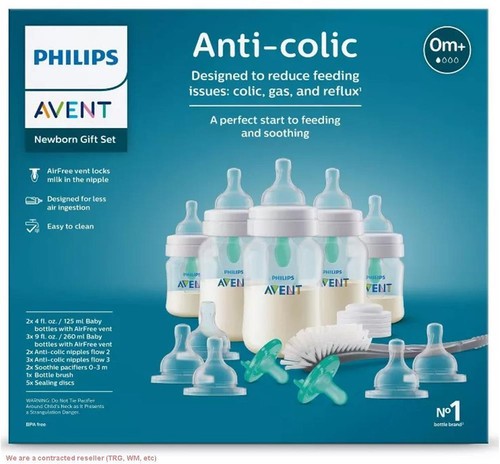 Avent Philips Anti-Colic Babyflasche mit Air-Free Vent Neugeborenen Geschenkset - 18-teilig
