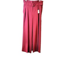 Express High Rise Wide Leg Trousers Pants Size 8R Paperbag Waist Burgundy NWT