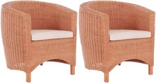 Set/2  Rattan-Sessel Club Wohnzimmersessel Clubsessel Lounge Sessel (Terracotta)