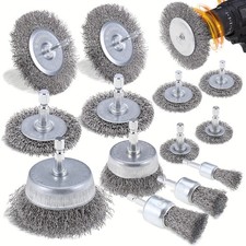 13PCS Rotary Brass Wire Cleaning Wheel Cup Brush Drill Attachment Bit Tool Set
