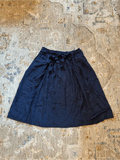 Vintage Navy Polka Dot A-Line Women's Skirt with Tie Waist