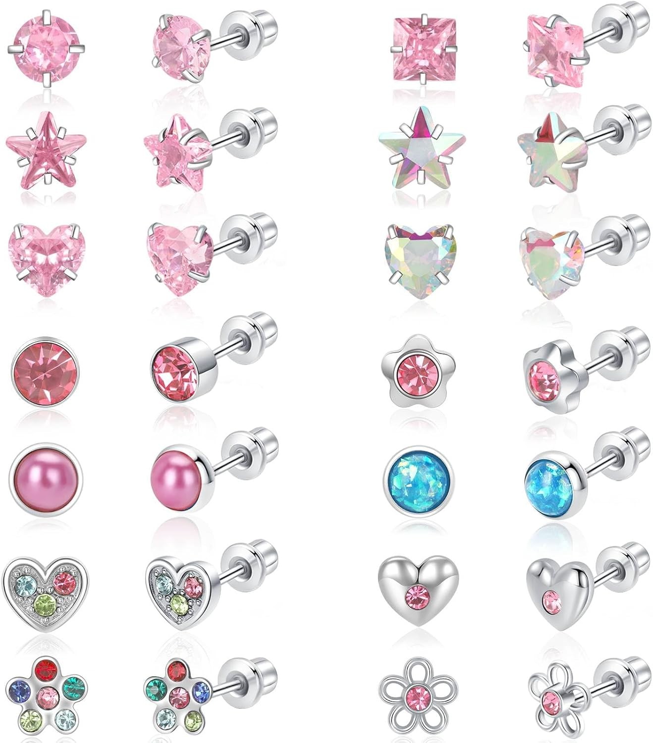 14-Piece Surgical Steel Earring Set for Toddlers Kids Women