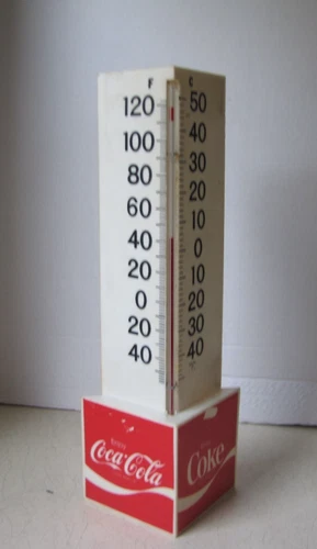Vintage Coke Coca Cola Triangle Thermometer Plastic 14.75x8 in