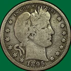 1895 Barber Quarter Choice Very Good VG+/F Coin #36510