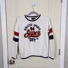 Superdry  White Athletic Sports Knit Sweater Size US 10