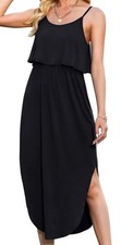 NWT Women’s Lilbetter Adjustable Strap Casual Midi Dress - Black - Medium