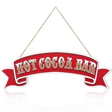 Christmas Hot Cocoa Wooden Bar Decor Sign and Accessories Winter Hot Chocolate