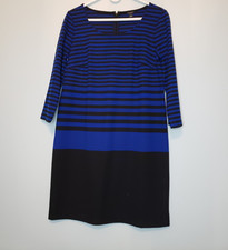 Ann Taylor Womens M Dress Long Sleeve Multicolor Stripe Round Neck Knee Length