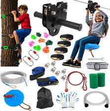 200FT Zipline for Backyard Kids and Adults: 400LBS Capacity Updated Removable De