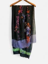 Versace Silk Floral Black Scarf Made In Italy