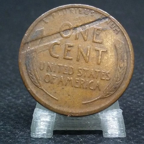 1917  Lincoln Wheat Cent 1c with lamination ERROR