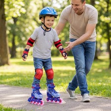 Kids Inline Skates, 4-Size Adjustable Illuminating Roller Skates for Boys Girls