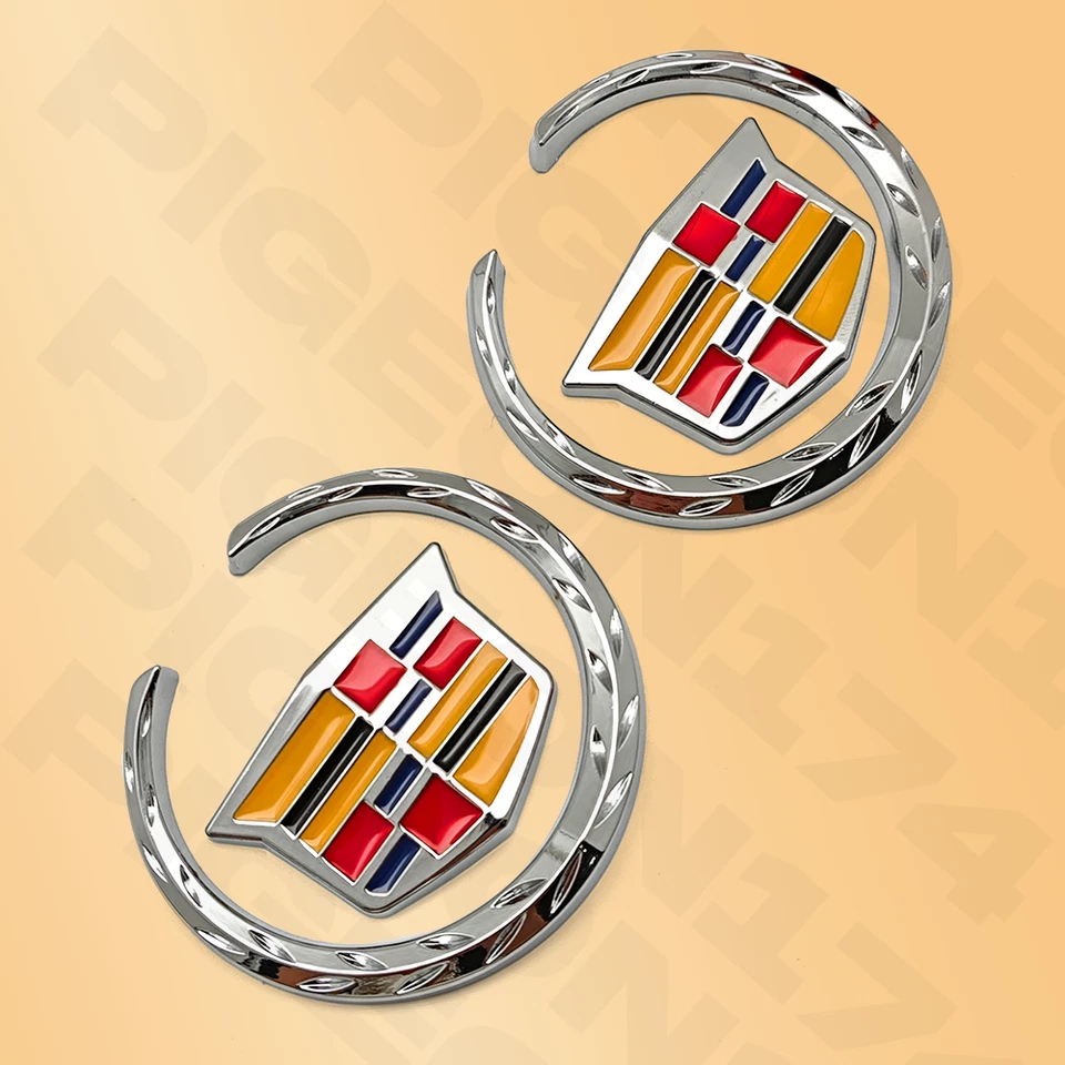 For Cadillac Fender Badge Marker Door Rear Roof Raised Emblem Decoration Sport V Foto 2 de 4