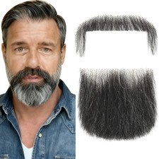 Human Hair Fake Beard  Mustache - Lace Goatee for Festivals  Cosplay