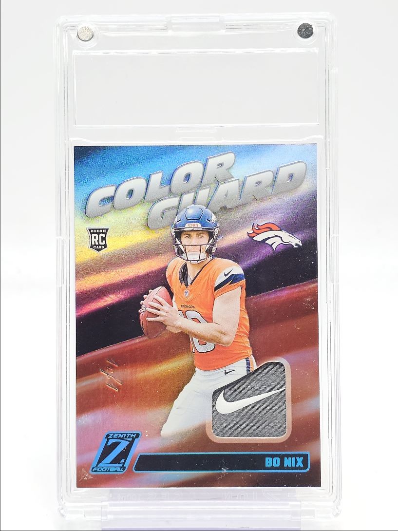 Bo Nix Panini Zenith Color Guard Memorabilia #CG3 NFL Shield Laundry Tag 1/1
