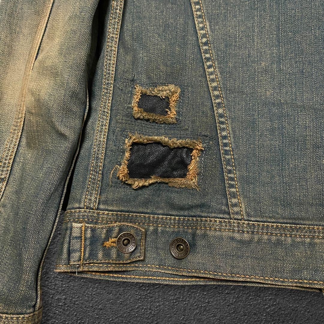 GOA Python Leather Patch Denim Jacket Vintage Y2K… - image 8