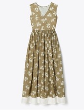 Tory Burch Floral Cotton Wrap Midi Dress – Size 4 – Brown & White – NWOT – $498