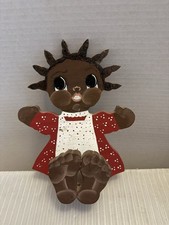 Vintage Shelf Sitter African American Wooden Doll Folk Art 6” X 7”