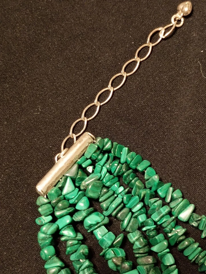 Colección Jay King "Hallazgos Minos" Vintage 7 Hilos Genuino Malaquita Collar!! Foto 3 de 4