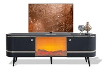 Schwarzer LuxuriöSer Tv-Farbschrank Mit Kamin Tv-MöBel