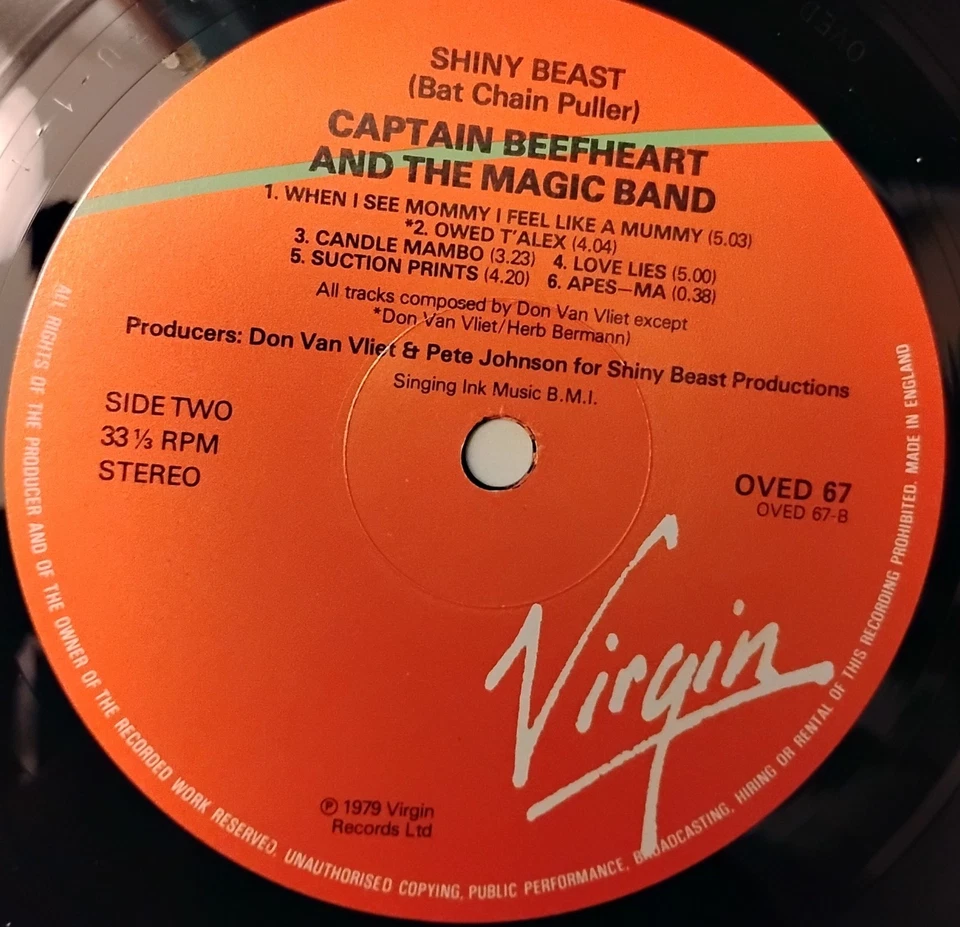 Captain Beefheart & The Magic Band Shiny Beast LP UK 1985 OVED 67 Reissue NM - Image 4 of 4
