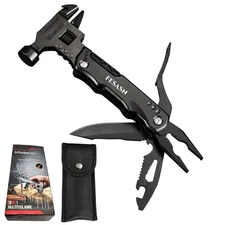 Adjustable Wrench Multitool Hammer, 16 in 1 Pocket Multi Tool Pliers, All-in-...