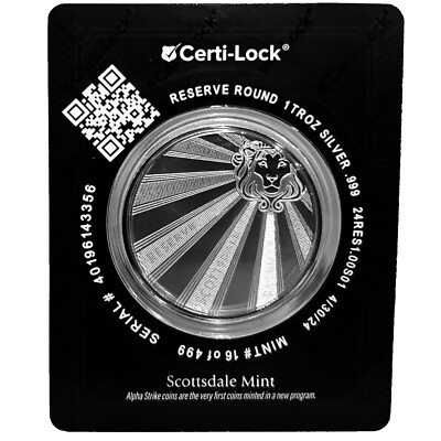 #ad 2024 Scottsdale 1 oz .999 Silver Round RESERVE ALPHA STRIKE ✅ BU $99.95