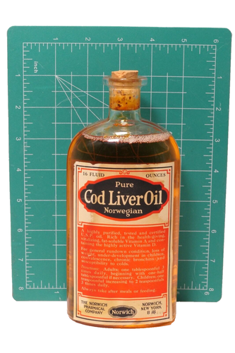 Antique Norwich Cod Liver Oil Bottle 16Oz Unopened - Picture 6 of 7
