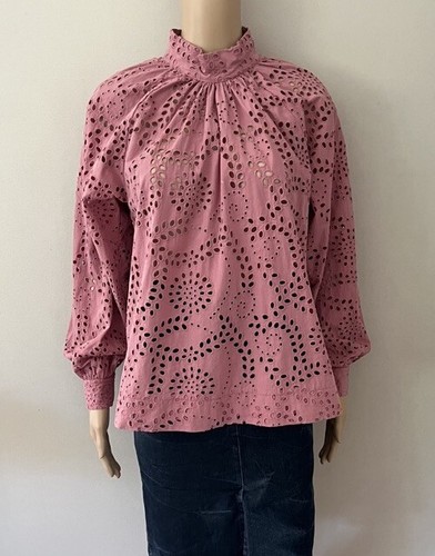 COUNTRY ROAD TONAL BRODERIE BLOUSE IN BLUSH PINK SIZE 8 - Picture 5 of 12