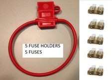 5 16 GAUGE ATC FUSE HOLDER With Cover 5 7.5 AMP FUSES IN-LINE AWG COPPER