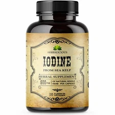 Iodine Sea Kelp 100 caps Pure Healthy Thyroid Support Metabolism Energy Booster 