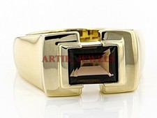 Natural Smoky Quartz Gemstone with Gold Plated 925 Sterling Silver Ring 2899