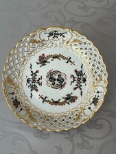 MEISSEN HOFDRACHE Durchbruch Schale 21,3cm SCHWARZ/GOLD/ROT &uuml;berreich 1.WAHL Top