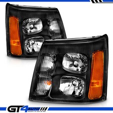 Black Headlight Pair For 2003-2006 Cadillac Escalade Factory Hid