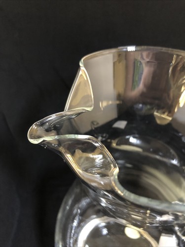 Jarra de cristal Princess House Heritage #459 Lg con labio de hielo grabado floral MCM - Imagen 9 de 13