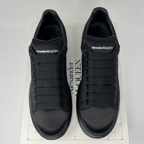 Alexander McQueen Women's Oversized Silk Sneakers Size 39 EU/ 9 US Triple Black - Picture 3 of 9