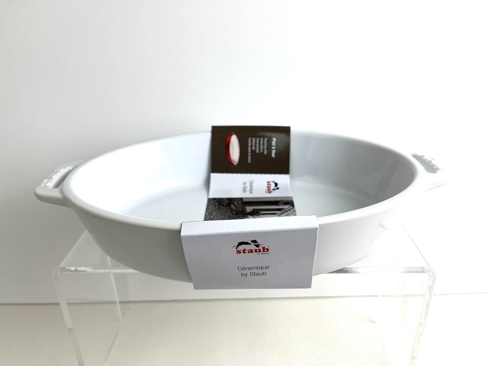 New STAUB Ceramic Dishes Casserole Baking Pan White Oval Size 1.1 qt 9"x6”