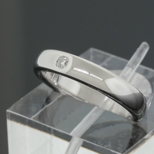 Anillo de banda de boda Tiffany & Co. Lucida 4 mm talla 6,75 - 1 diamante PT950 platino - Imagen 3 de 6