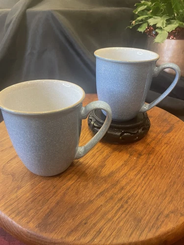 Denby Blue 10 Oz Coffee Mug Set of 2 Stoneware England