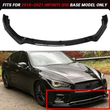 For 2018-2021 Infiniti Q50 Base Premium Glossy Black Front Bumper Lip Splitter