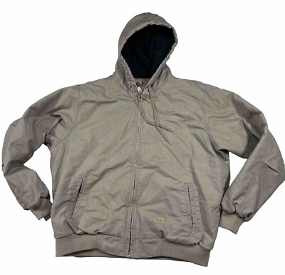 Berne Chore Coat Womens XL 18-20 Canvas Hooded Jacket Workwear Beige F6 