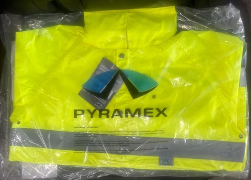 SEALED Pyramex RRWJ31 Type R Class 3 Lime High-Vis Waterproof Jacket MEDIUM - product listing photo