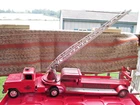 Vintage Tonka Red Pressed Steel #5 Fire Semi Trailer Truck 1958-59 USA Hydraulic