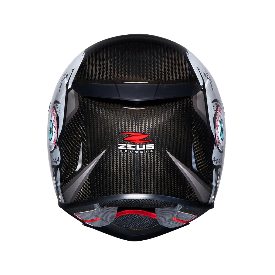 Casco de calle de motocicleta cara completa DOT de fibra de carbono ZEUS VISERA TRANSPARENTE Foto 2 de 4