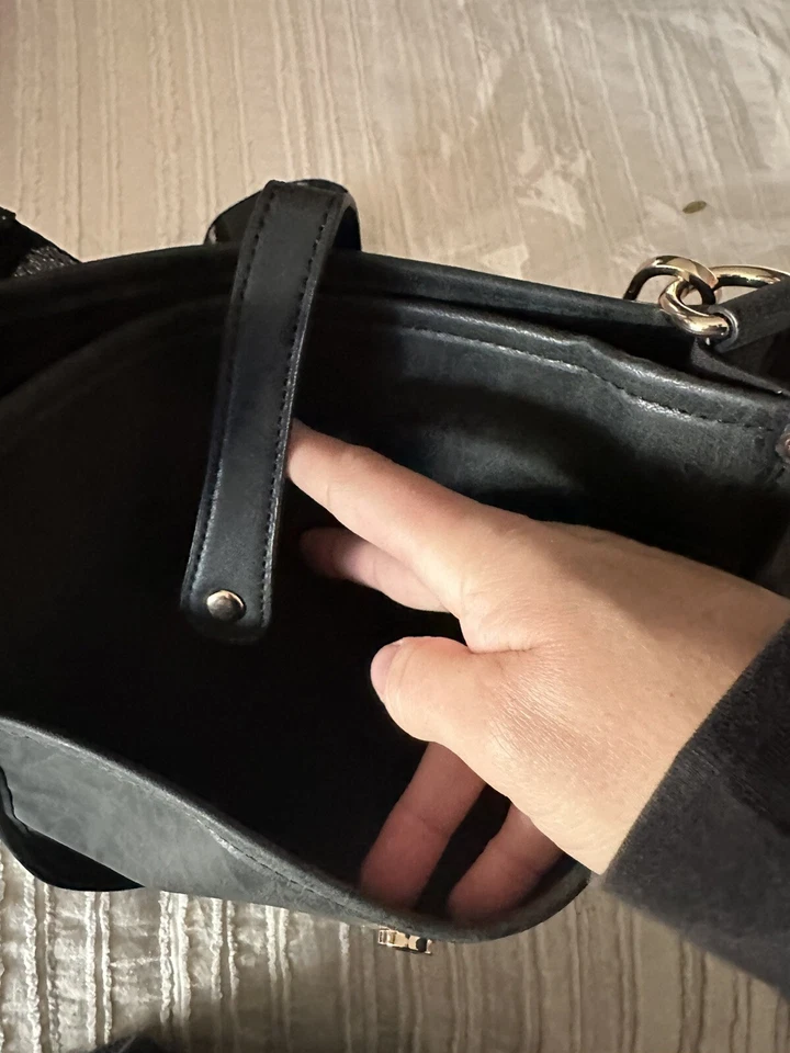 Сумка через плечо веган кожи, черный, Серебряный камуфляж гитарный ремень, новый без ЯРЛЫКОВ - Изображение 4 из 4