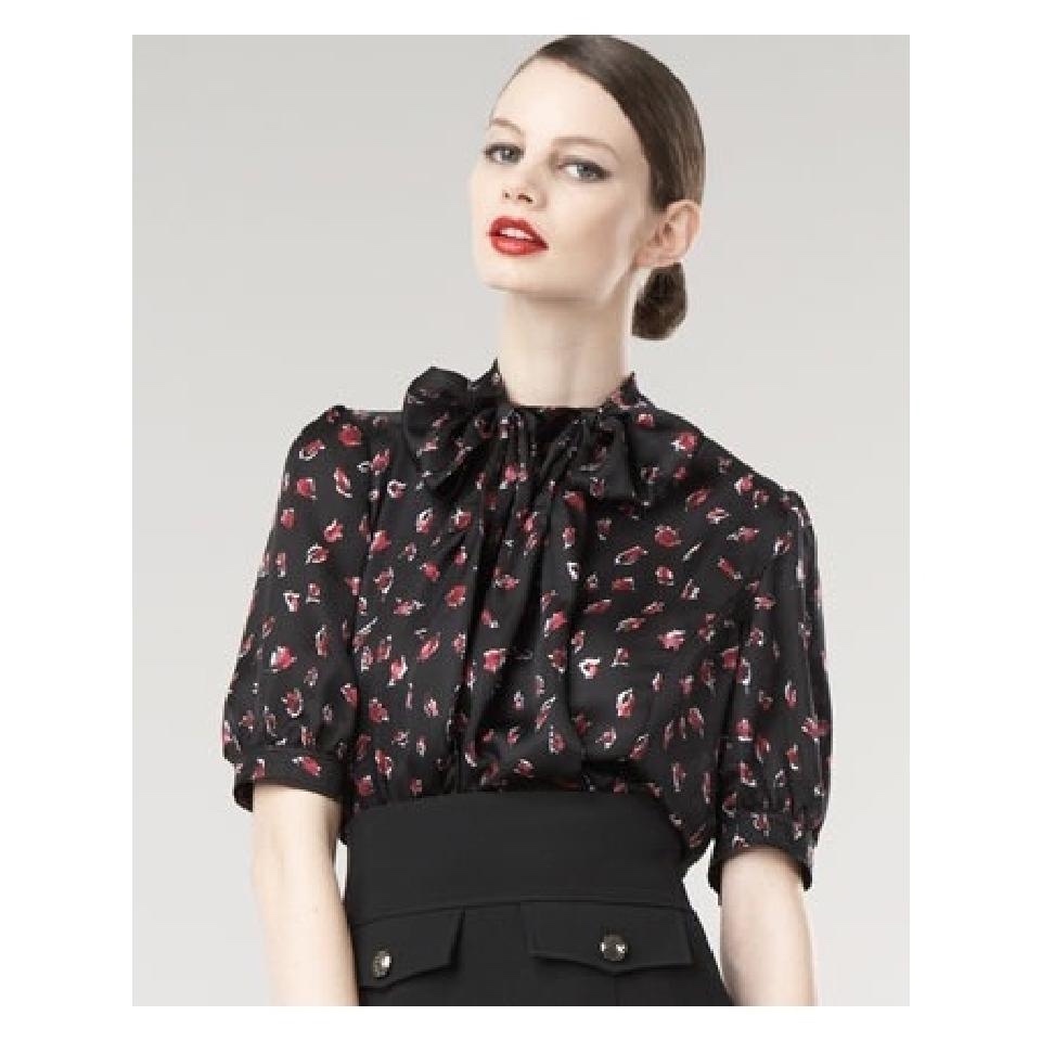 Top Saint Laurent in seta stampato multi figa con fiocco taglia: 8 (M) $ 1795 00