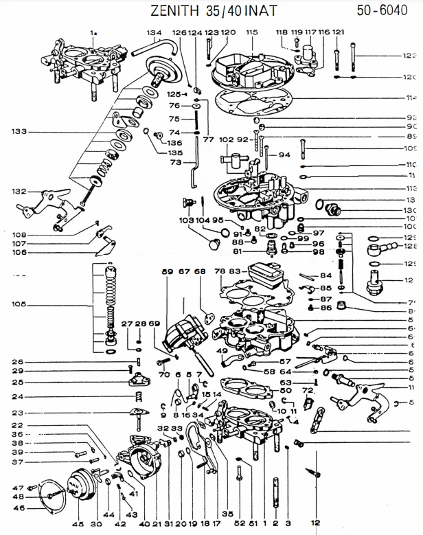 Kit Reparación Carburador Walker 9000702501 (PARA MERCEDES-BENZ 220S 230 250C 250S) Foto 2 de 2