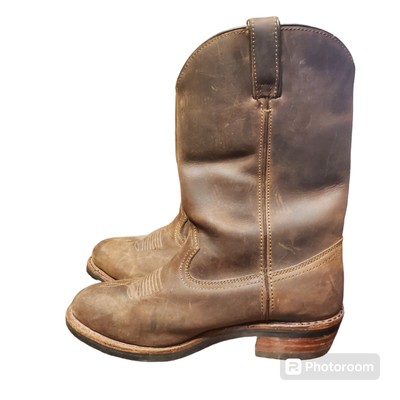 Dan Post Western Boots Men's Size 9.5 D Brown Suede Leather Round Toe Block Heel