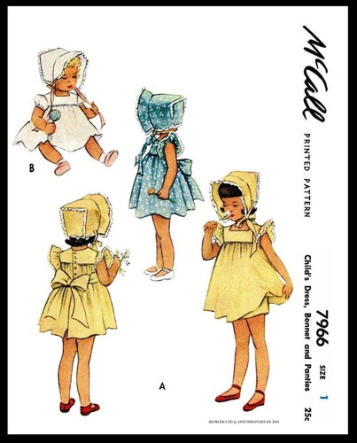 McCall's 7966 Patrón de Costura NIÑA Niño Topper VESTIDO Frock GORRO Sombrero Bragas ~1 - Imagen 4 de 4